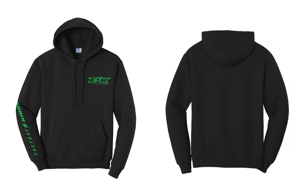 BLACK HOODIE - BRIGHT GREEN FK LIGHTNING BOLT